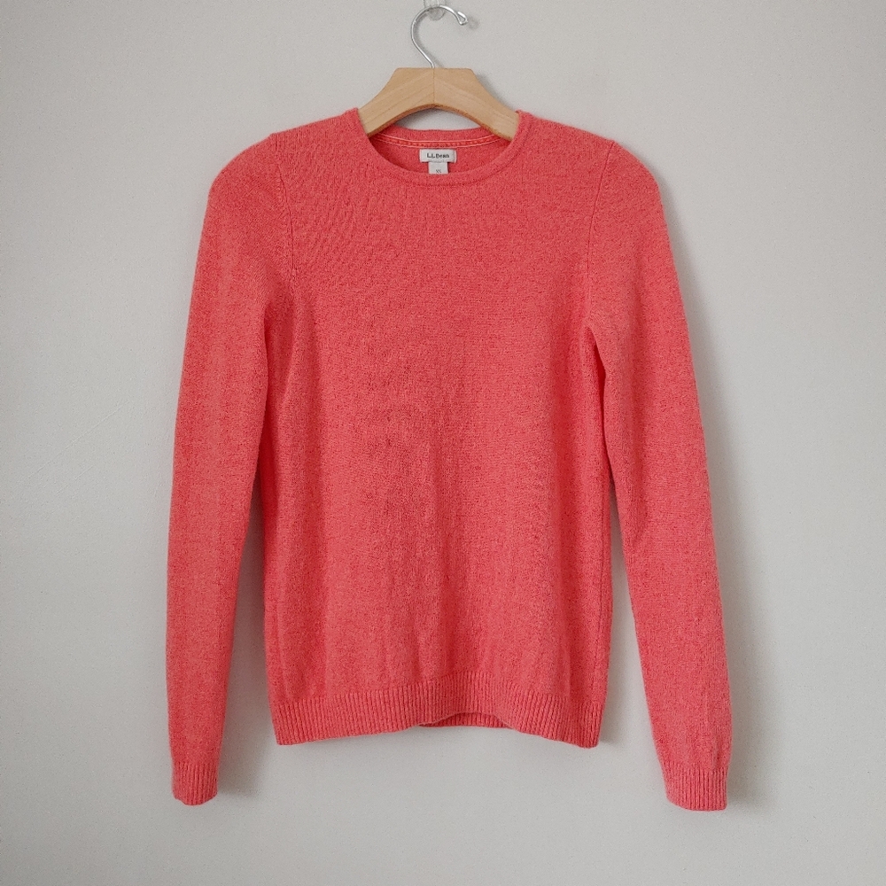 L.L. Bean Classic Cashmere Crewneck Sweater Size XS Salmon Red Pink